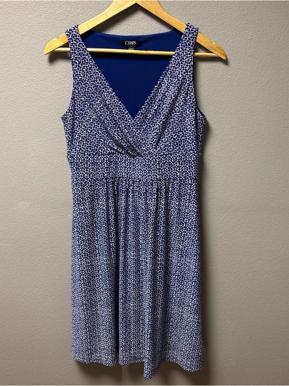 Chaps Blue And White Tank Dress, Women’s Size Medium, Mid Length